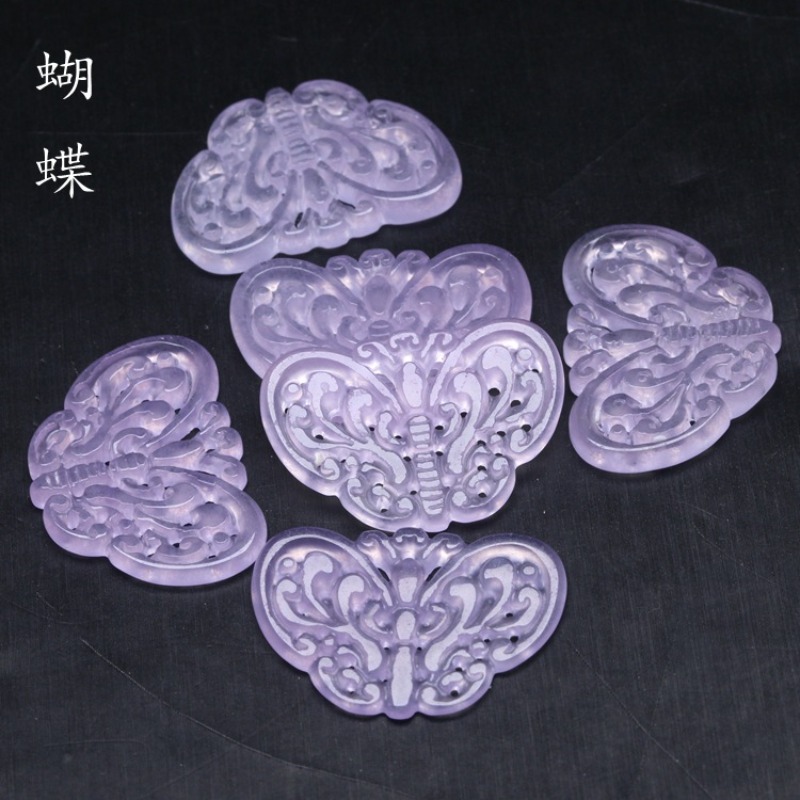 Beading - 2pc natural roxo jade oco para