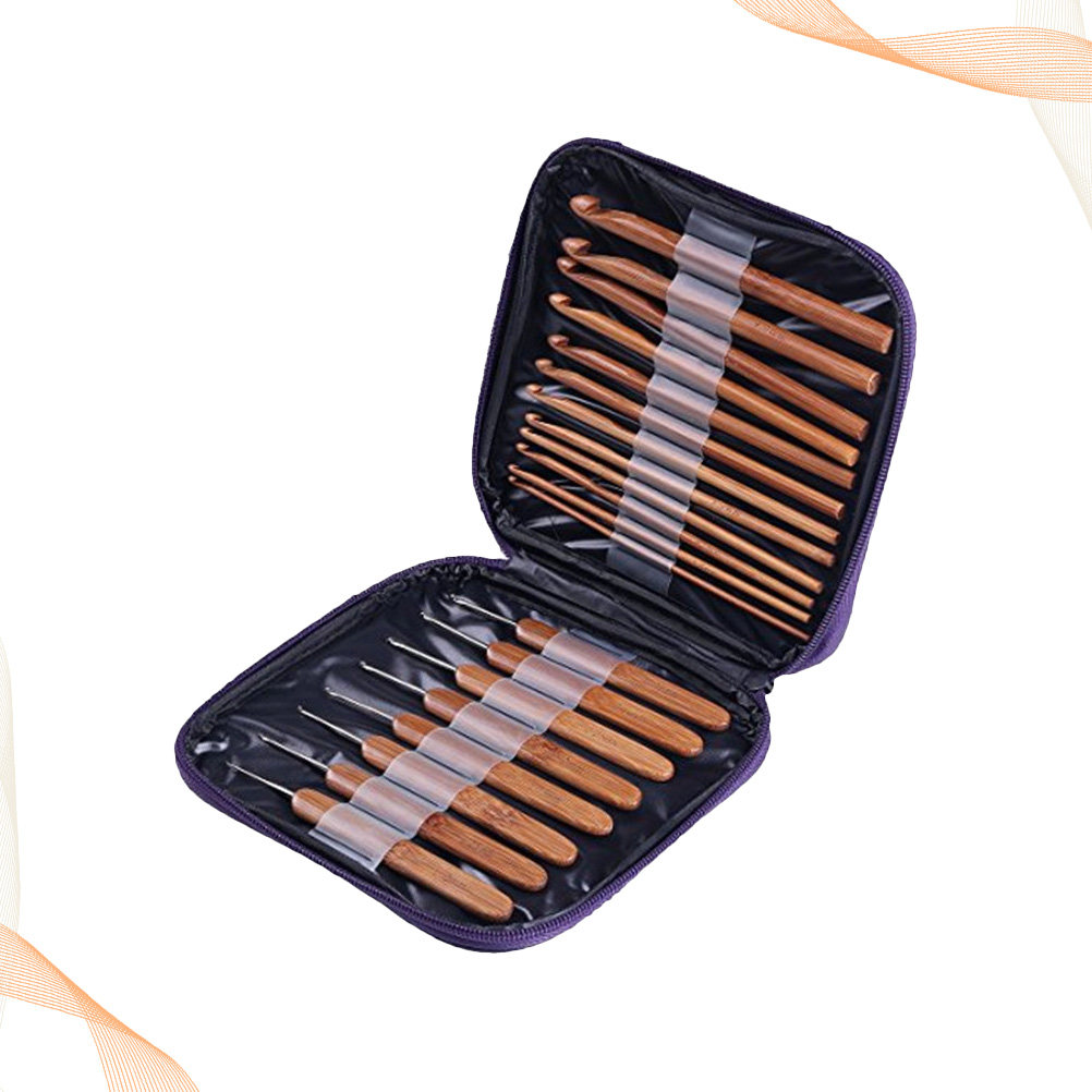 Wooden Crochet Hooks Ergonomic Handle - 1 conjunto de agulhas de crochê