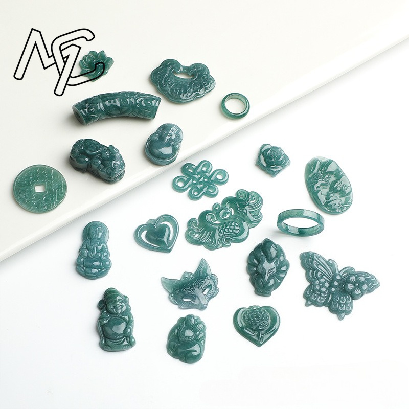 2 peças de jadeíte azul natura - Beading avaliação e preço