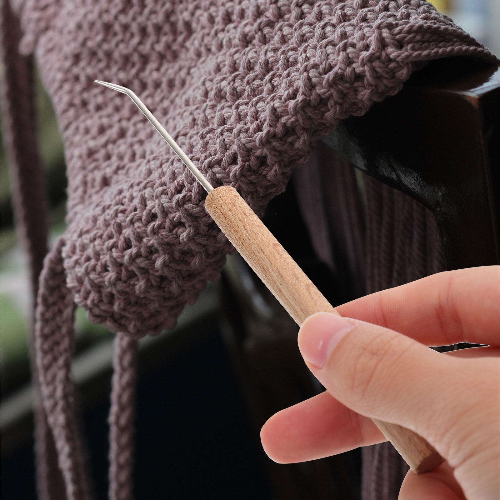 1 unidade de agulha de crochê  - Wooden Crochet Hooks Ergonomic Handle avaliação e preço