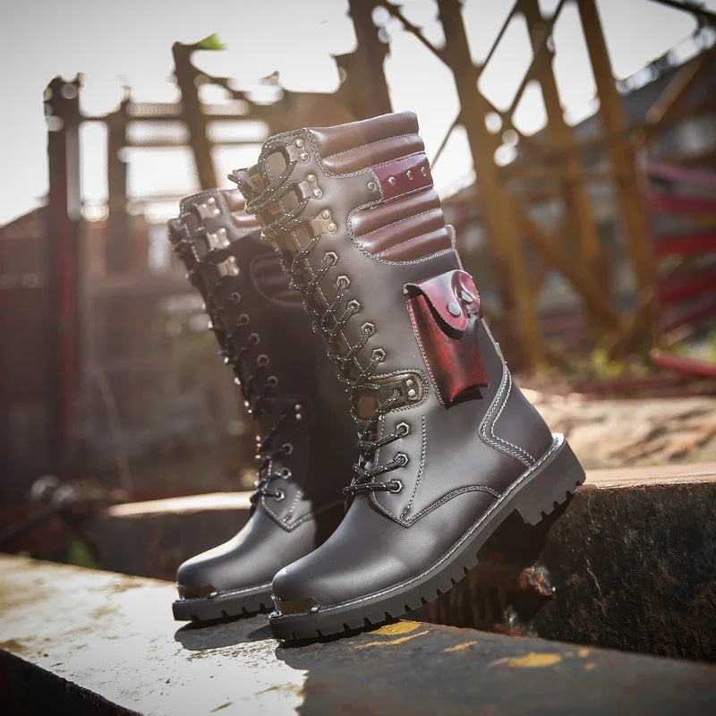 Homens joelho botas de couro a - Craft Tools avaliação e preço
