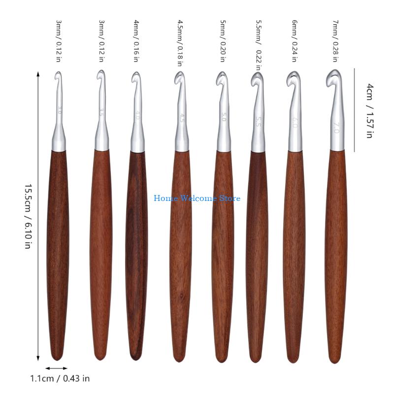 Gancho crochê com 8 peças, com - Wooden Crochet Hooks Ergonomic Handle avaliação e preço
