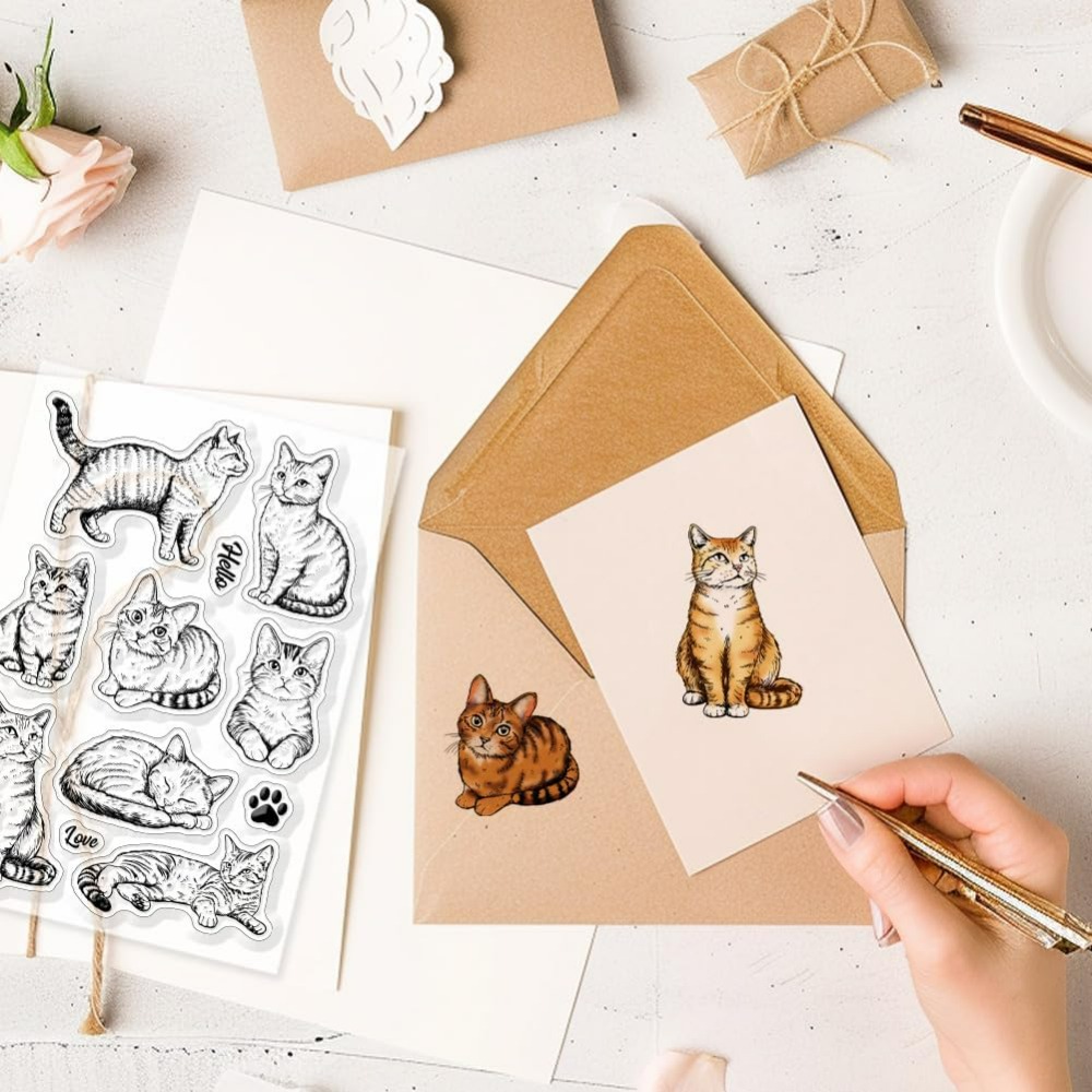 Gato claro selos realista gato - Clear Silicone Stamps For Card Making avaliação e preço