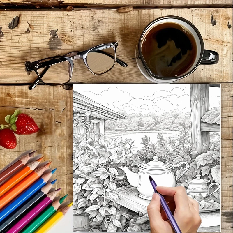 Livro de colorir Tea In The Ga - Painting Supplies avaliação e preço