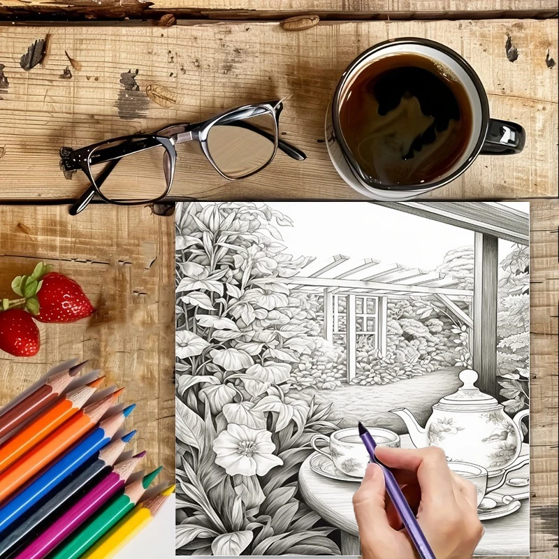 Livro de colorir Tea In The Ga - Painting Supplies avaliação e preço
