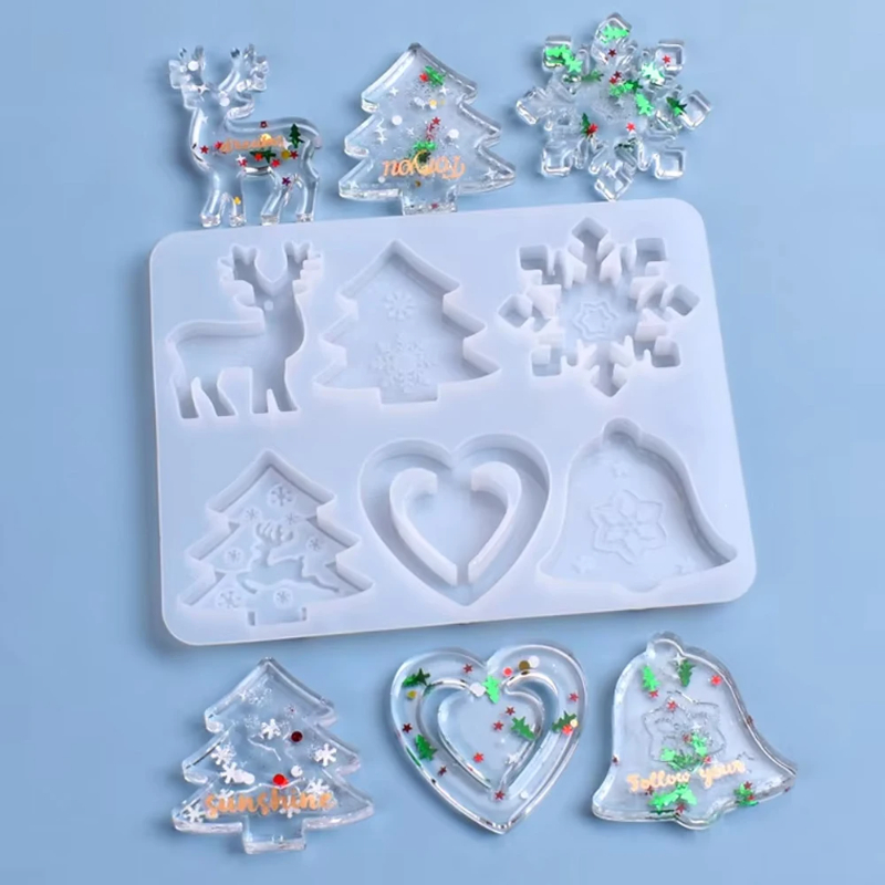 Molde de natal diy resina cris - Silicone Epoxy Resin Molds Set avaliação e preço